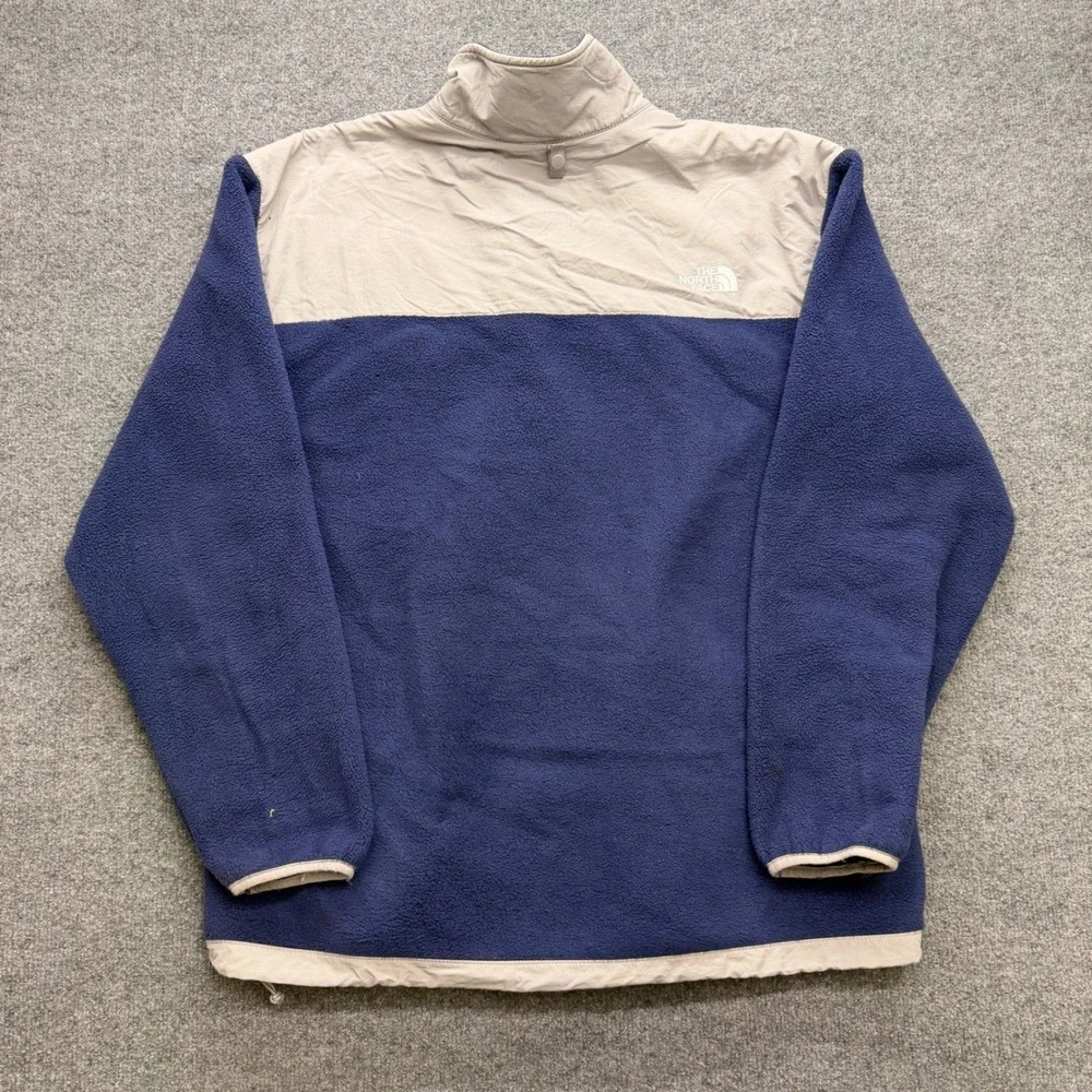 The North Face Denali Fleece Jacket Mens XL Navy Blue Grey Full Zip Mock Neck